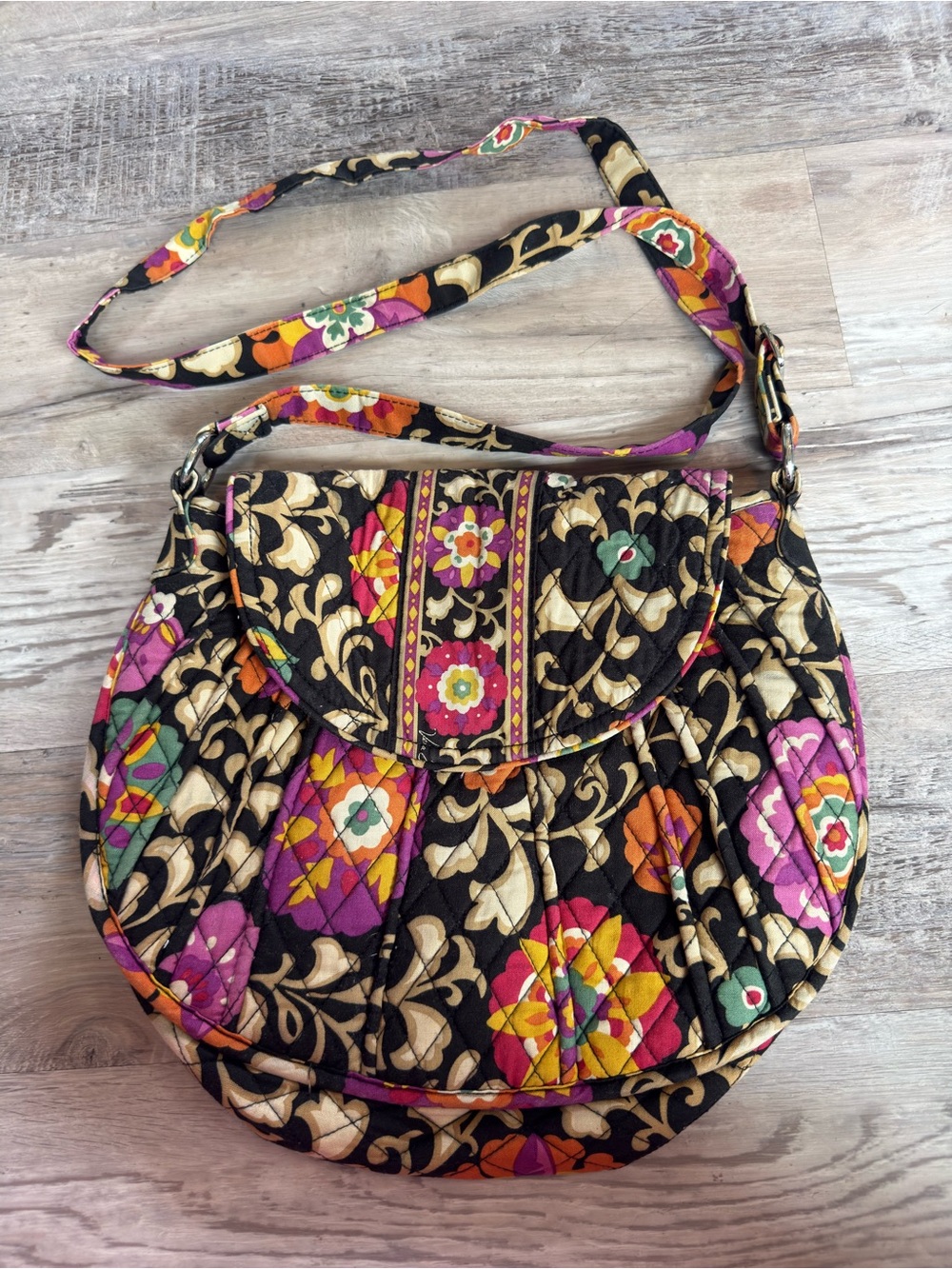 Vera Bradley The Frannie Quilted Crossbody In Retired Pattern Suzani
